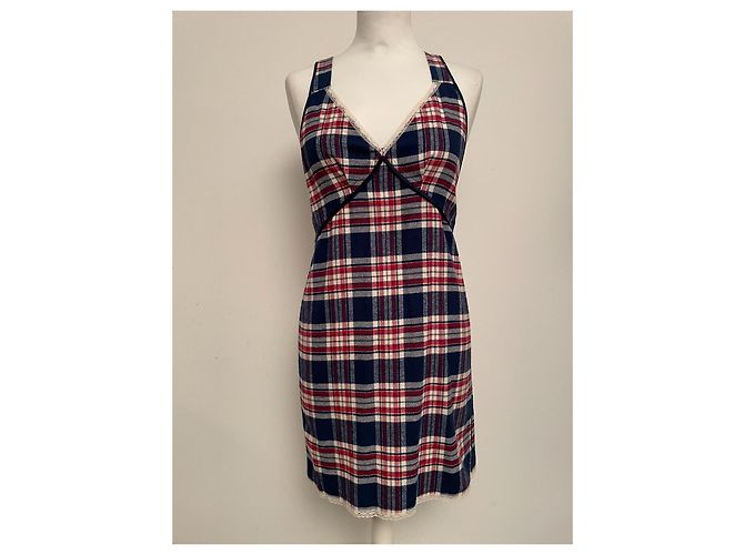 R13 Sovravestito in cotone a quadretti blu rosso ecru Crudo - vista 3