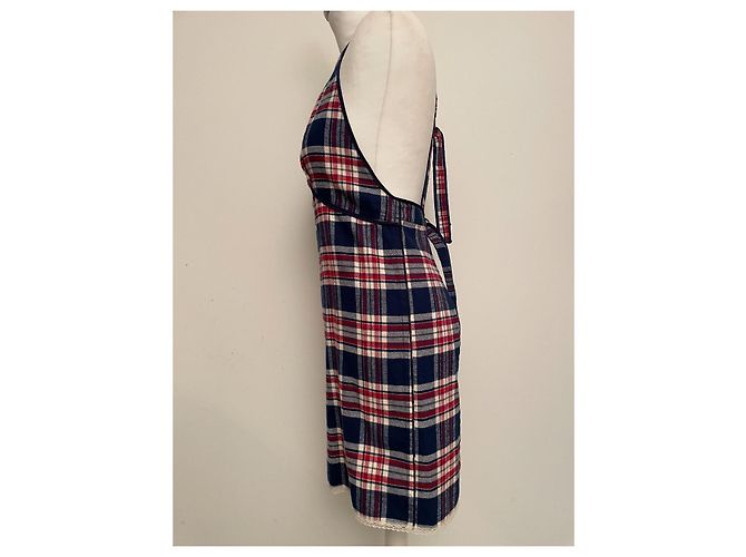 R13 Sovravestito in cotone a quadretti blu rosso ecru Crudo - vista 4