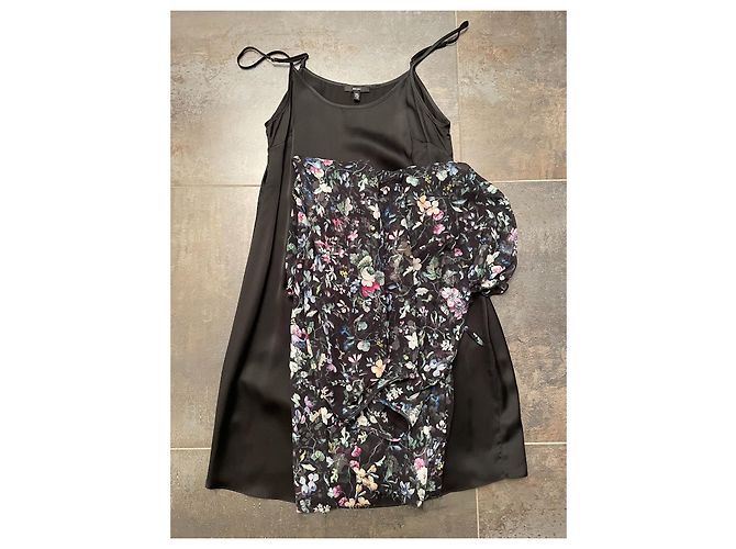 R13 Kleid aus schwarzer Seide mit Blumenmuster - Ansicht 3