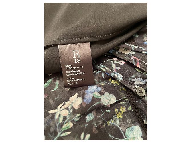 R13 Kleid aus schwarzer Seide mit Blumenmuster - Ansicht 4