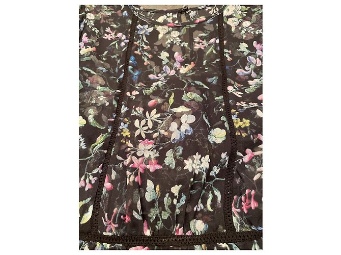 R13 Kleid aus schwarzer Seide mit Blumenmuster - Ansicht 6