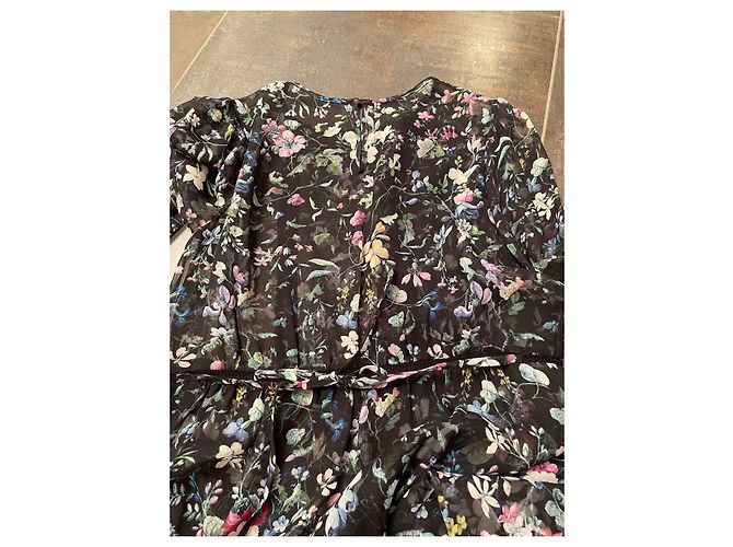 R13 Kleid aus schwarzer Seide mit Blumenmuster - Ansicht 8