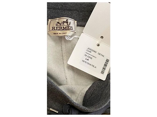 Hermès hermes Pantalone da jogging dettaglio in pellenuovo Grigio - view 5