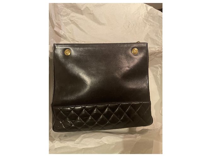 Chanel Große Shopping Tasche Schwarz Leder - Ansicht 2