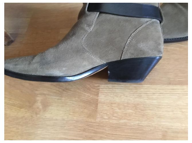 Stivaletti Isabel Marant in pelle kaki 38 Cachi - vista 5