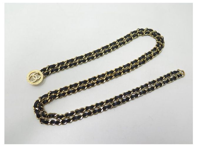 VINTAGE CHANEL KETTE & LEDERGÜRTEL CC MEDAILLON 80 GOLDMETALLGÜRTEL Golden - Ansicht 2