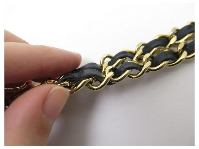 VINTAGE CHANEL KETTE & LEDERGÜRTEL CC MEDAILLON 80 GOLDMETALLGÜRTEL Golden - Ansicht 3