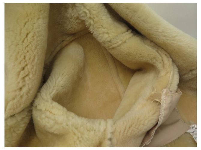 Hermès HERMES JACKET SIZE JACKET 50 M IN LAMB LEATHER RETURNS SHEARLING COAT Beige - view 5