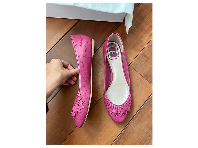 Dior New Lock Ballerinas Leder Himbeere Pink - Ansicht 2