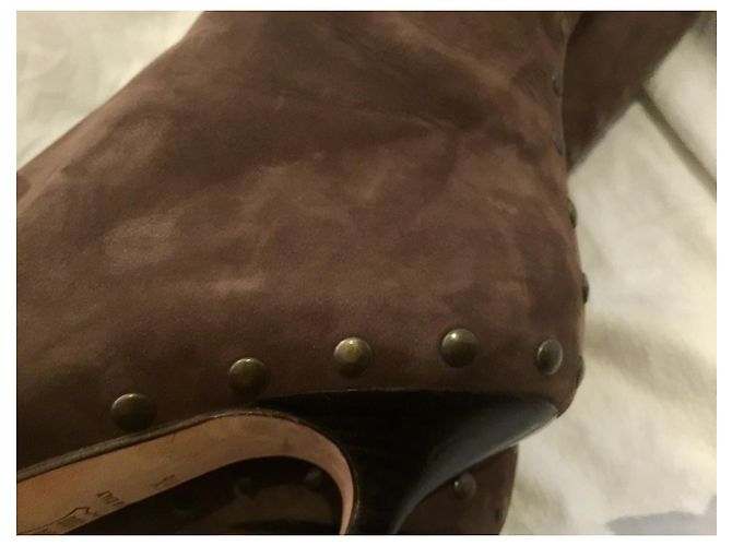 Jimmy Choo Stivali al ginocchio con borchie Marrone Cioccolato - vista 3