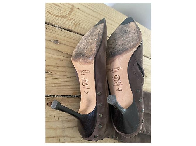 Jimmy Choo Stivali al ginocchio con borchie Marrone Cioccolato - vista 6