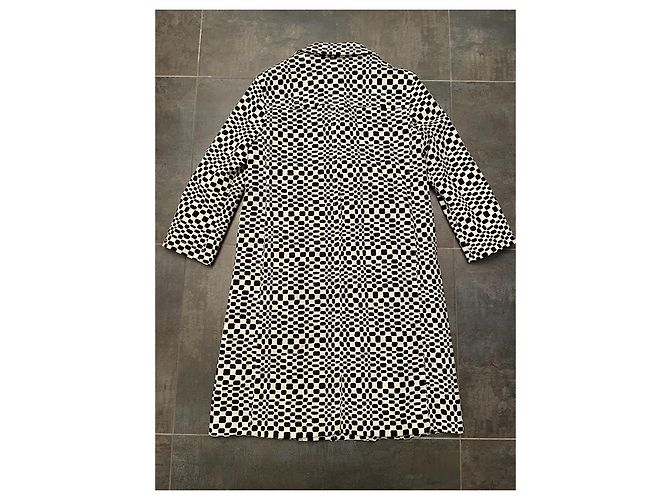 Abrigo Max Mara S MAX MARA Crudo con Estampado Negro Algodón - vista 2