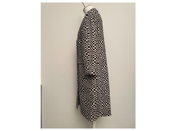 Abrigo Max Mara S MAX MARA Crudo con Estampado Negro Algodón - vista 3
