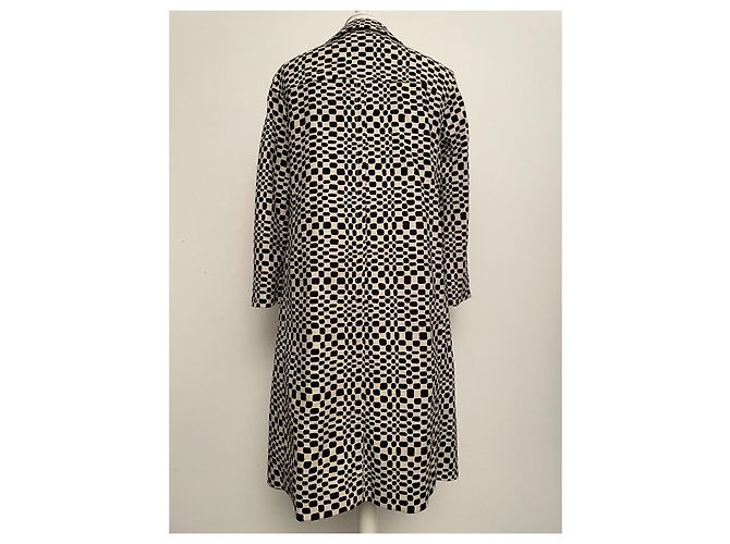 Abrigo Max Mara S MAX MARA Crudo con Estampado Negro Algodón - vista 4