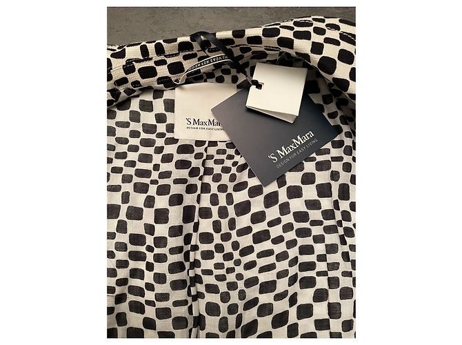 Abrigo Max Mara S MAX MARA Crudo con Estampado Negro Algodón - vista 6