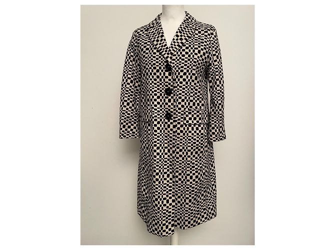 Abrigo Max Mara S MAX MARA Crudo con Estampado Negro Algodón - vista 7