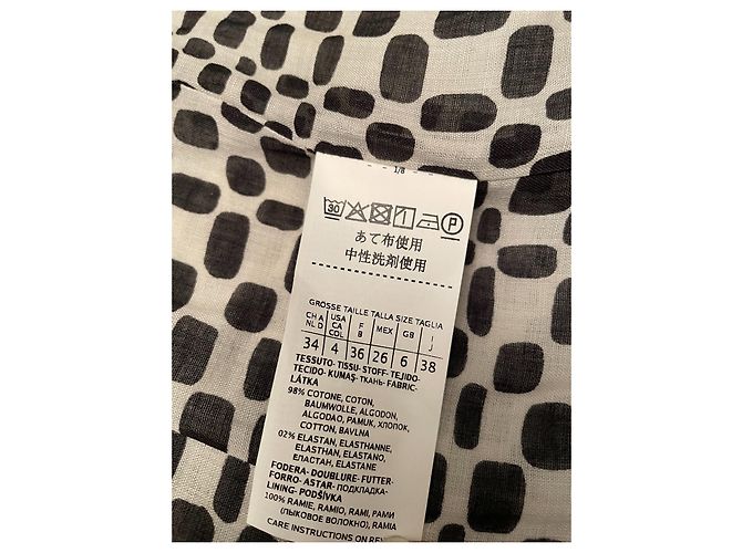 Abrigo Max Mara S MAX MARA Crudo con Estampado Negro Algodón - vista 8