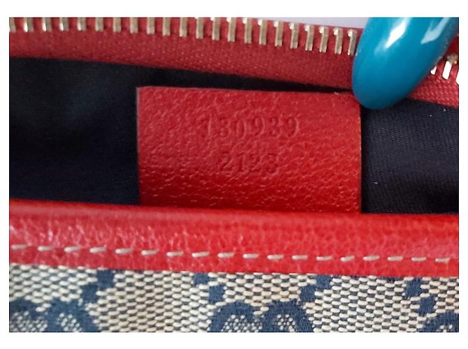 Bolso de mano Gucci de cuero rojo y tela con cierre dorado Roja Azul marino - vista 10