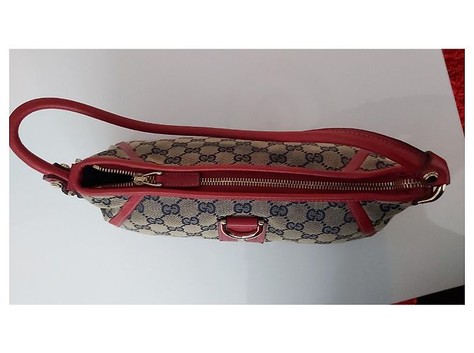 Bolso de mano Gucci de cuero rojo y tela con cierre dorado Roja Azul marino - vista 2