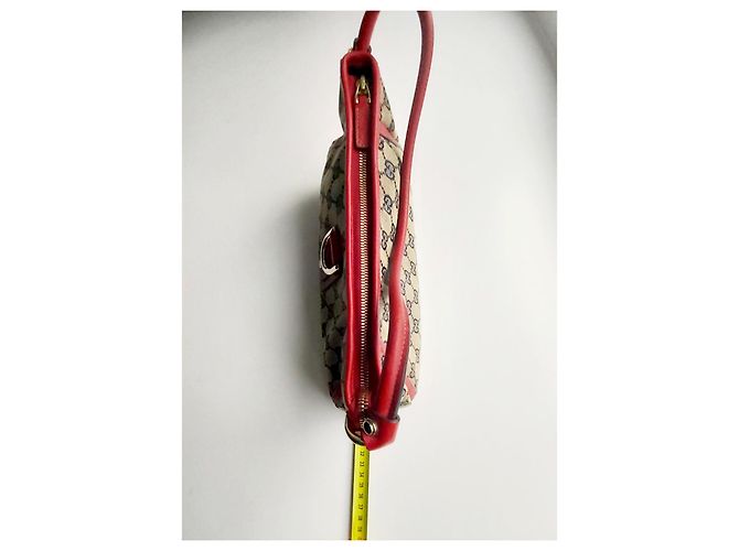 Bolso de mano Gucci de cuero rojo y tela con cierre dorado Roja Azul marino - vista 5