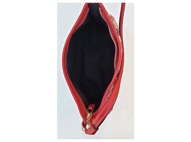 Bolso de mano Gucci de cuero rojo y tela con cierre dorado Roja Azul marino - vista 9