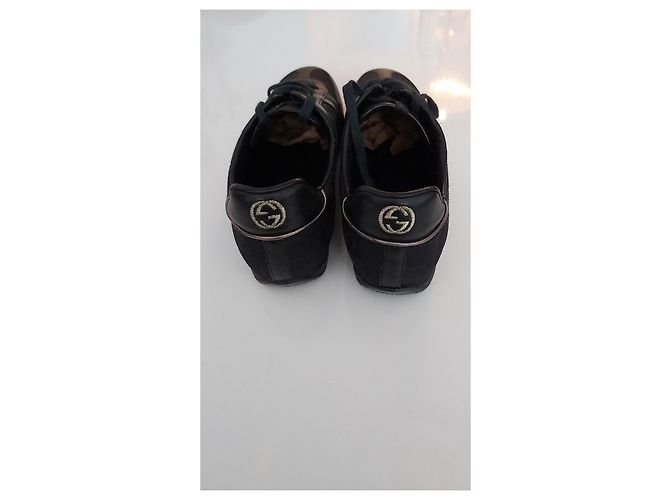 Gucci GG Basket Sneaker Schwarz Leder Stoff - Ansicht 4