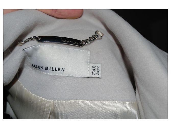 Abrigo de lana Karen Millen Eggshell Talla XL Blanco roto - vista 4