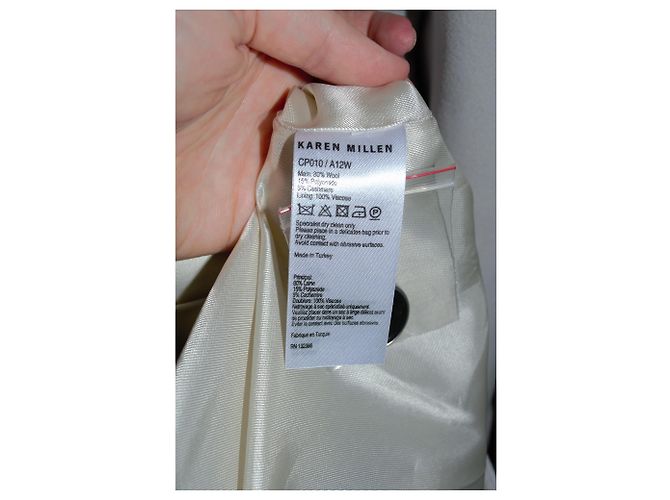 Abrigo de lana Karen Millen Eggshell Talla XL Blanco roto - vista 5