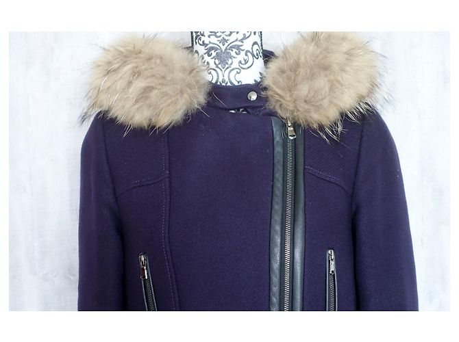 Gabie Zapa Trenca Morada de Lana y Piel de Cordero Púrpura - vista 2