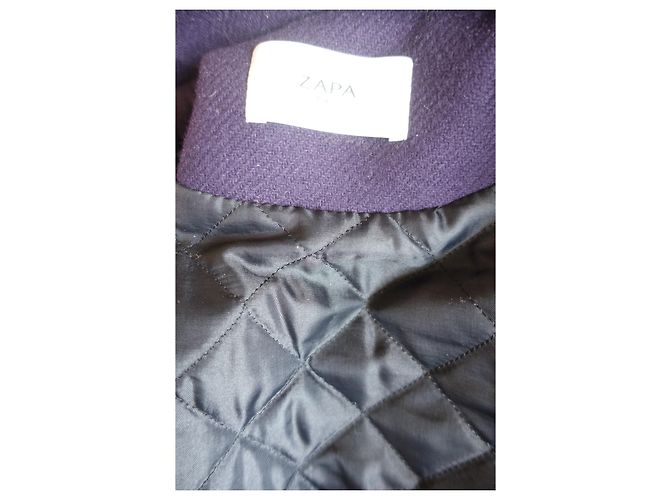 Gabie Zapa Trenca Morada de Lana y Piel de Cordero Púrpura - vista 4