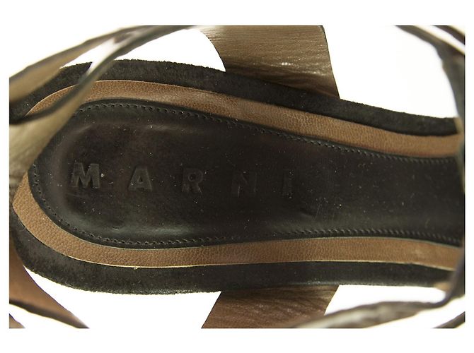 Marni Sandali a gabbia in pelle scamosciata nera e pelle metallizzata - Sz38 Nero - vista 7