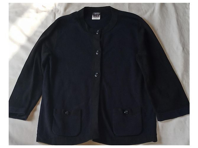 Cambon Chanel Uniform Strickjacke marineblau mit Camelia Knöpfen Haselnuss - Ansicht 8