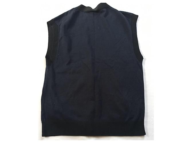 Cambon Chanel Uniform Weste blau schwarzer Rand Kamelienknöpfe Marineblau - Ansicht 2