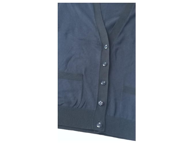 Cambon Chanel Uniform Weste blau schwarzer Rand Kamelienknöpfe Marineblau - Ansicht 3