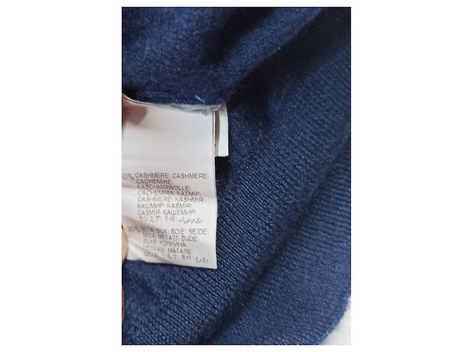 Brunello Cucinelli blauer Pullover aus Kaschmir und Seide mit V-Ausschnitt - Ansicht 7