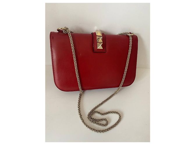 Borsa a mano Valentino in pelle rossa con catena dorata Rosso - vista 2