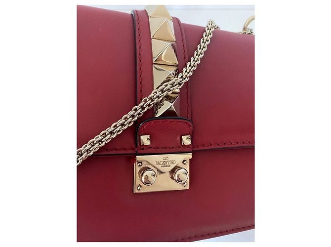 Borsa a mano Valentino in pelle rossa con catena dorata Rosso - vista 3