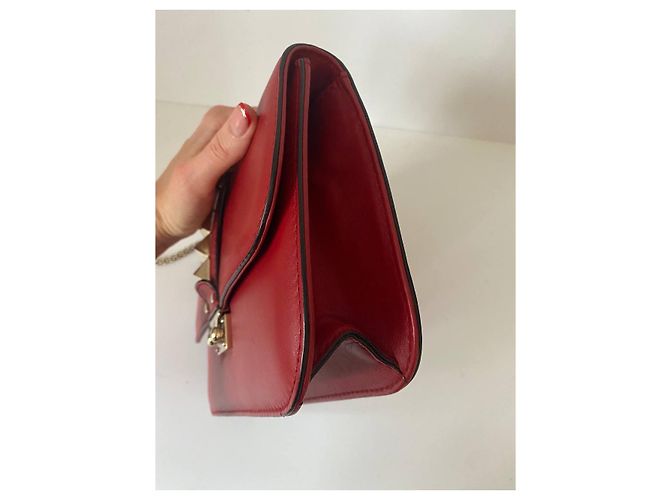 Borsa a mano Valentino in pelle rossa con catena dorata Rosso - vista 5