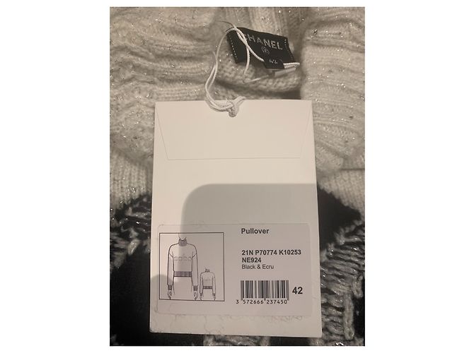 Chanel Pullover aus Kaschmir und Wolle Schwarz Beige Grau Gr. 42 - Ansicht 3