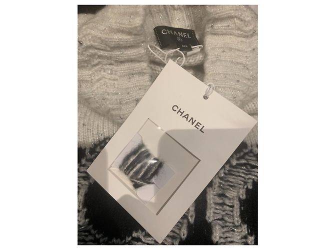 Chanel Pullover aus Kaschmir und Wolle Schwarz Beige Grau Gr. 42 - Ansicht 4