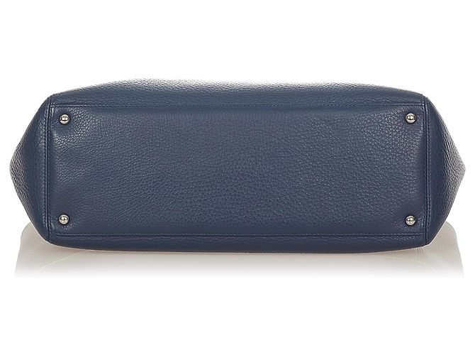 Borsa tote Chanel in pelle blu Executive Cerf Caviar - vista 4