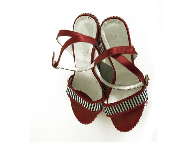 Autre Marque Scarpe Solo Per Te Blue White Stripes Red Crystals Wedge Platform Sandals ( 39 ?) Multicolore - vista 2