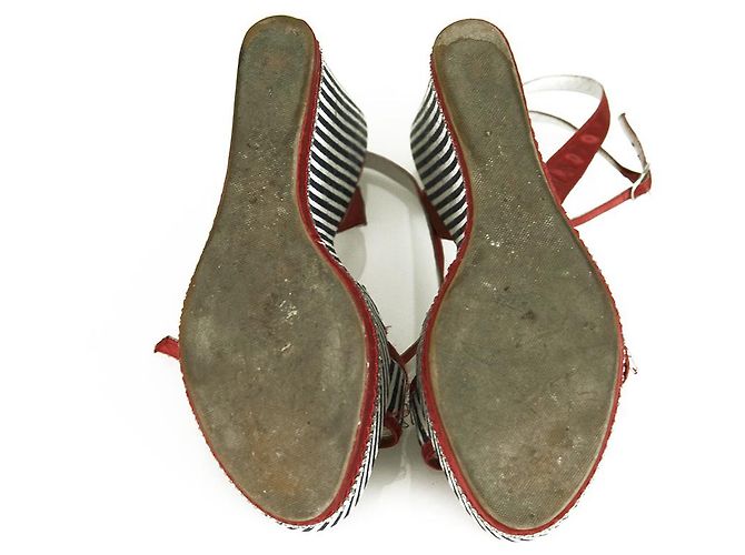 Autre Marque Scarpe Solo Per Te Blue White Stripes Red Crystals Wedge Platform Sandals ( 39 ?) Multicolore - vista 3