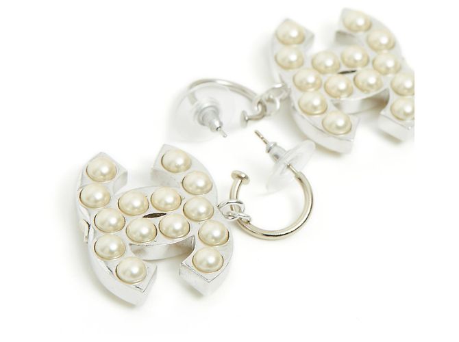 Chanel MAXI CC PEARLS ON HOOPS Argenté - vue 2