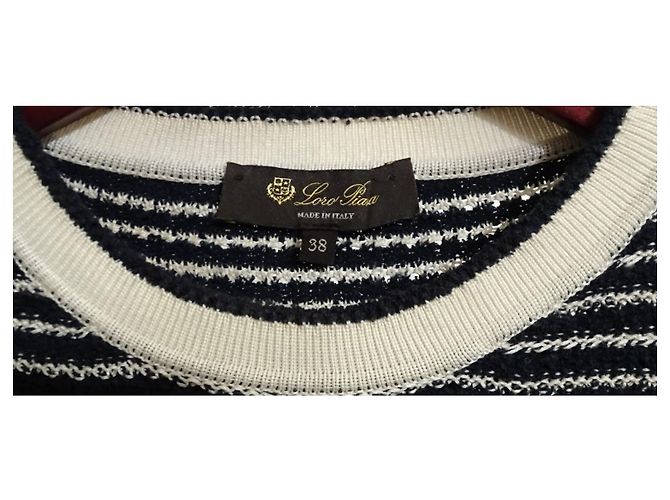 LORO PIANA KURZARM-PULLOVER MIT KREUZAUSSCHNITT Marineblau - Ansicht 2