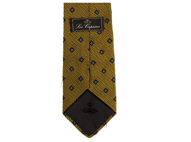 Les Copains 100% Cravatta da uomo classica in seta oro blu con cravatta D'oro - vista 3