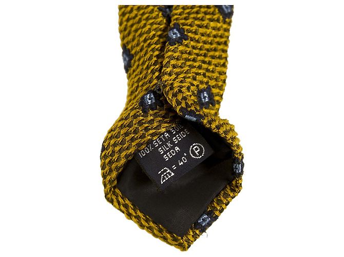 Les Copains 100% Cravatta da uomo classica in seta oro blu con cravatta D'oro - vista 4