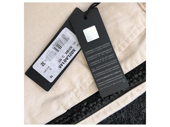 Vaqueros Just Cavalli Eggshell de algodón con detalles en cuero negro Blanco roto - vista 5