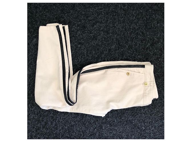 Vaqueros Just Cavalli Eggshell de algodón con detalles en cuero negro Blanco roto - vista 6