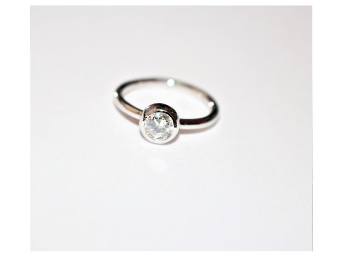 Autre Marque Diamant Solitärring aus Weißgold 18k 0,52 ct Größe 52 Silber - Ansicht 4